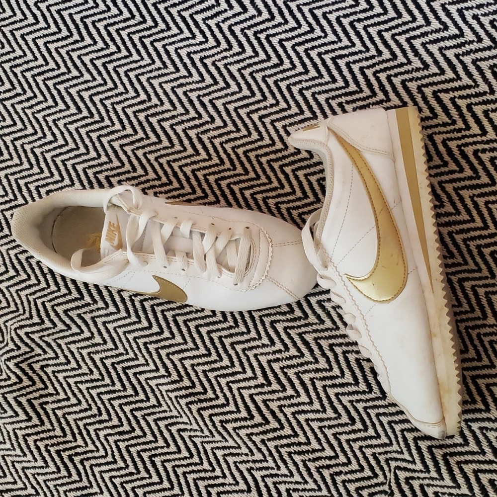 Gold/White Nike Cortez